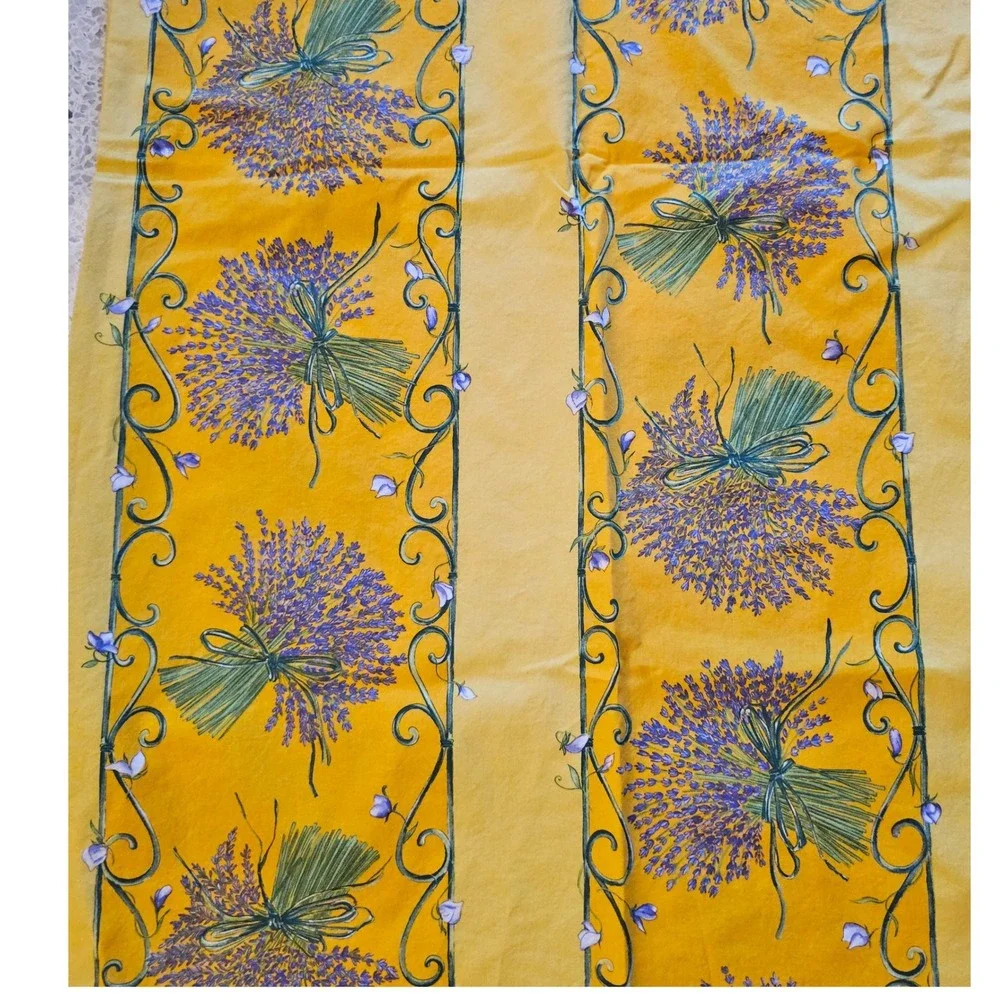 French Provencal Yellow Lavender Floral Rectangle Tablecloth 60x108 Cotton